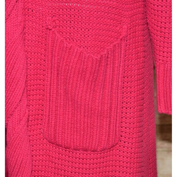 Jamie Gries Hot Pink Chunky Duster Cardigan Sweater Plus Size 1X Faux Fur Collar - Picture 6 of 12